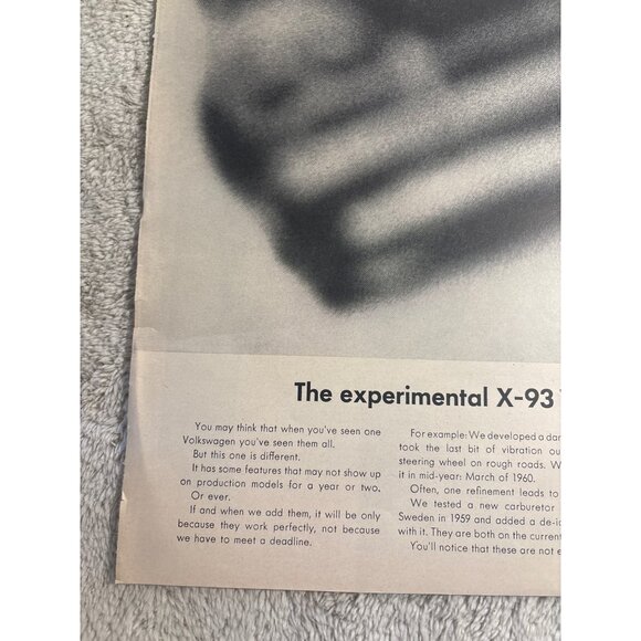 Vintage 1960 Experimental X-93 Volkswagen Advertisement Print VW Bug - Picture 9 of 11